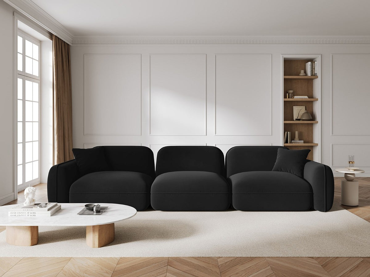 Canapé modulable 4 places noir velours