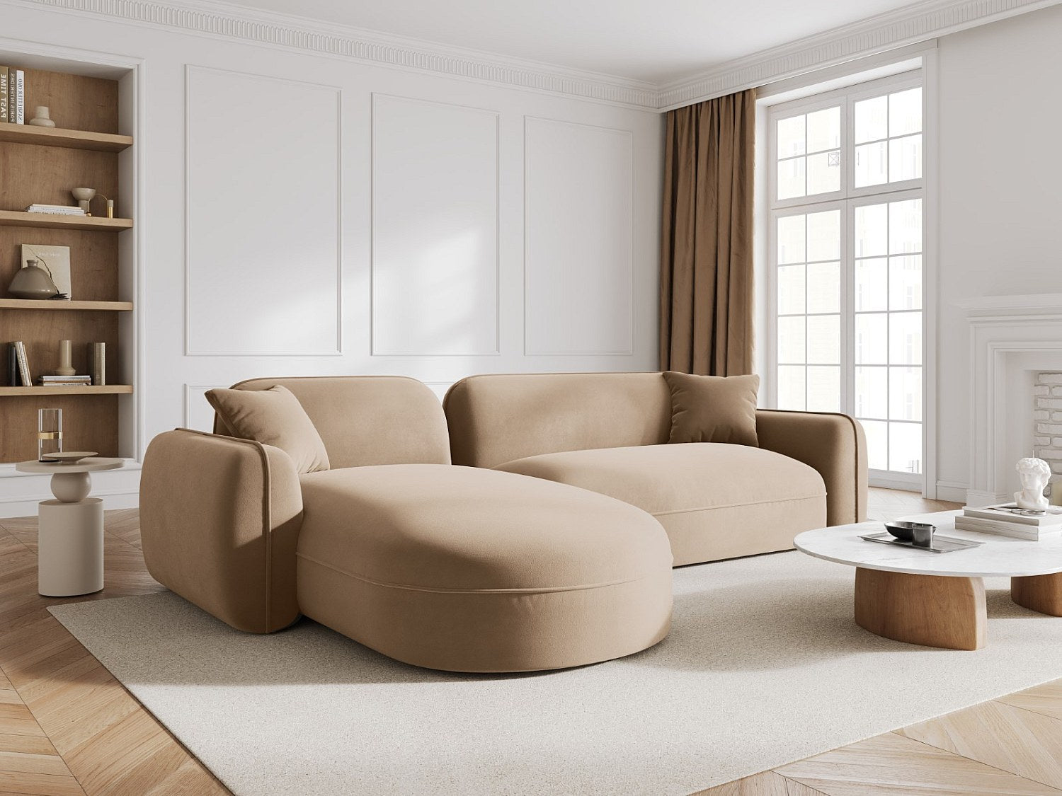 Canapé modulable 4 places marron velours