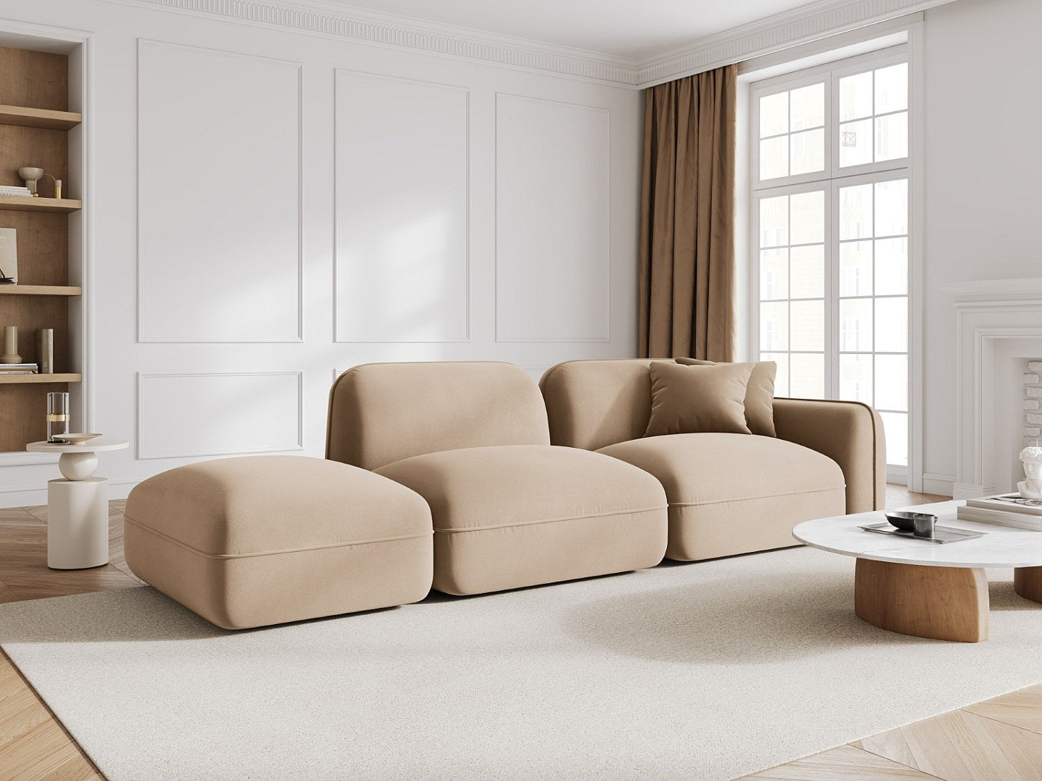 Canapé modulable 3 places marron velours
