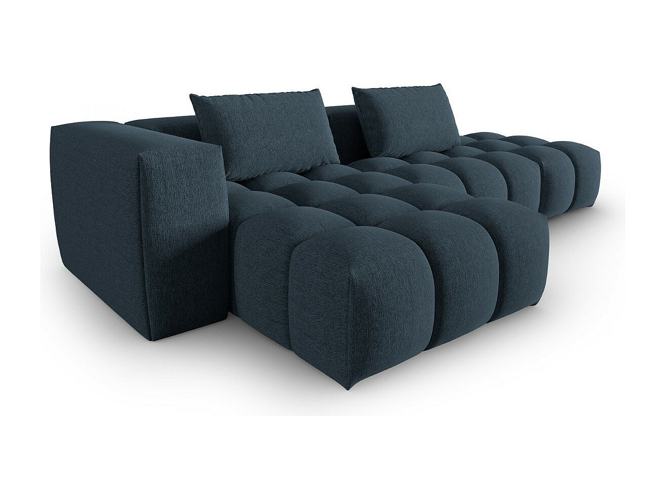 Canapé modulable 4 places bleu tissu