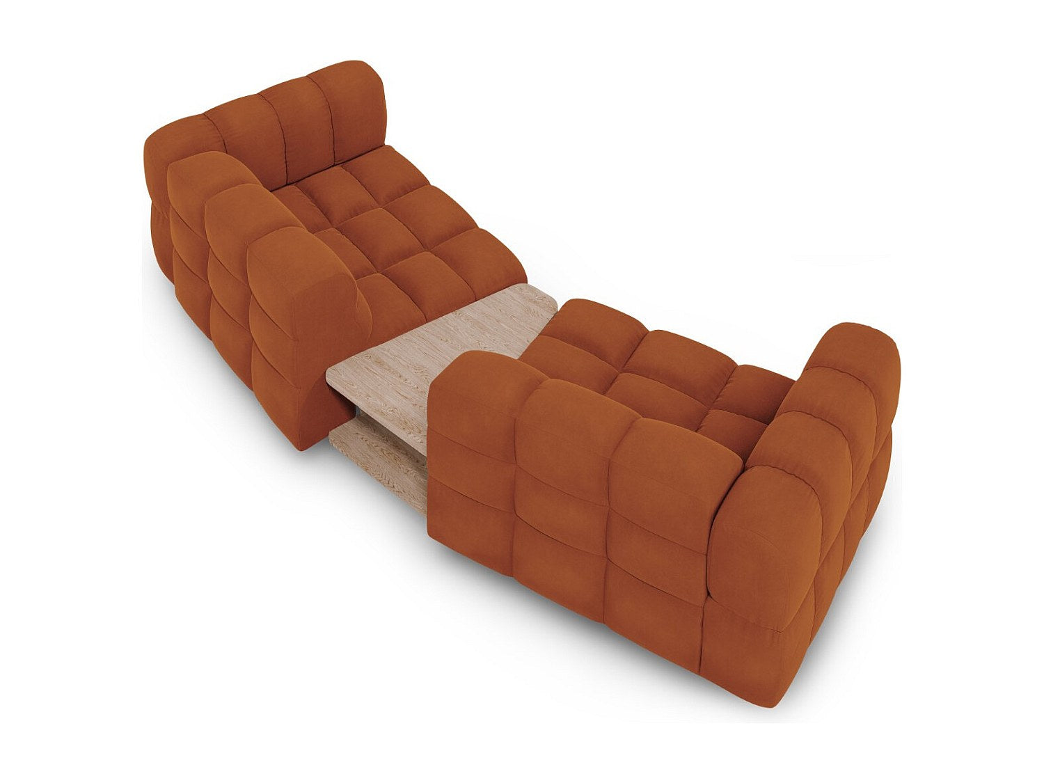 Canapé modulable 2 places orange velours