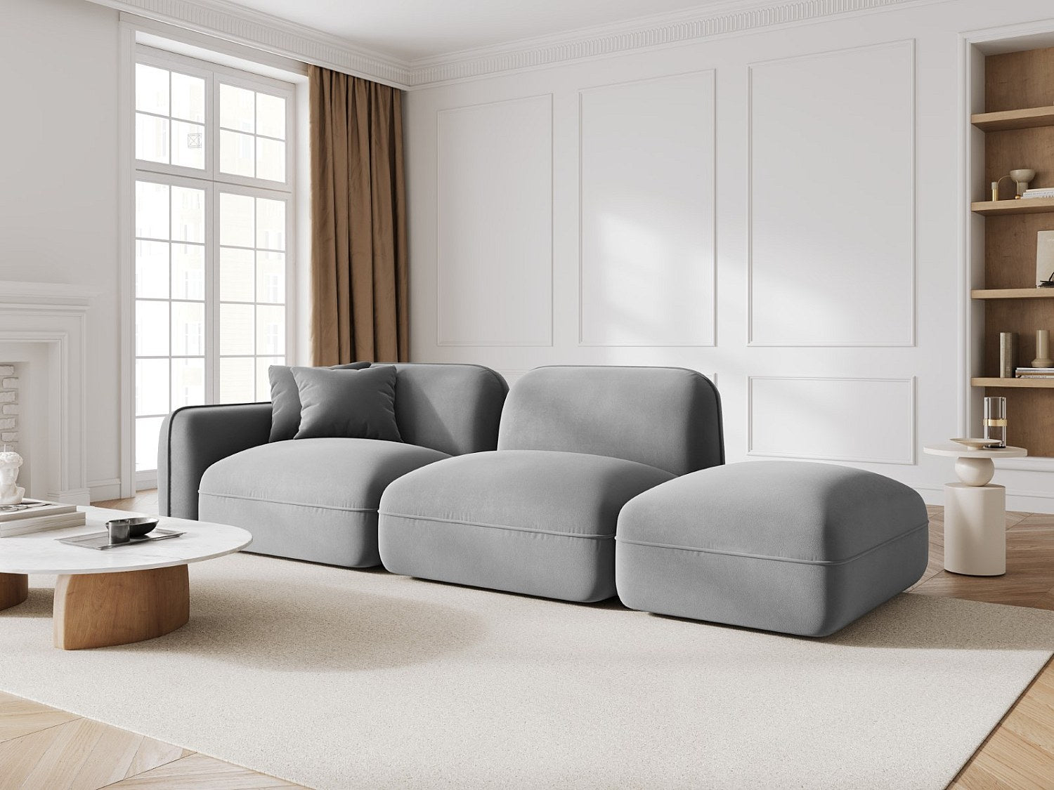 Canapé modulable 3 places gris velours