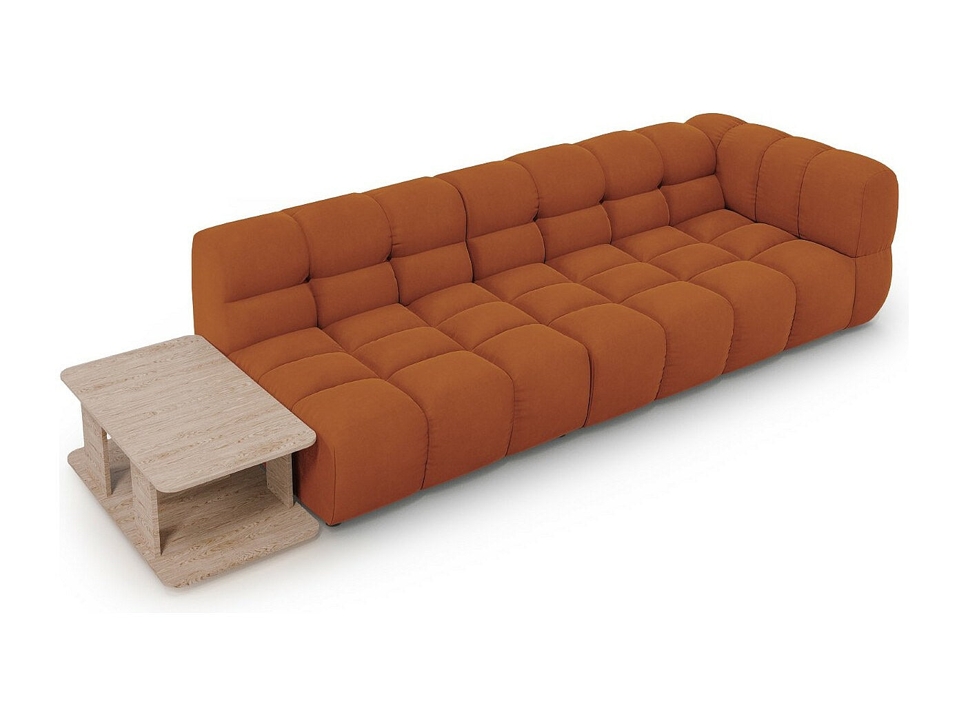 Canapé modulable 4 places orange velours