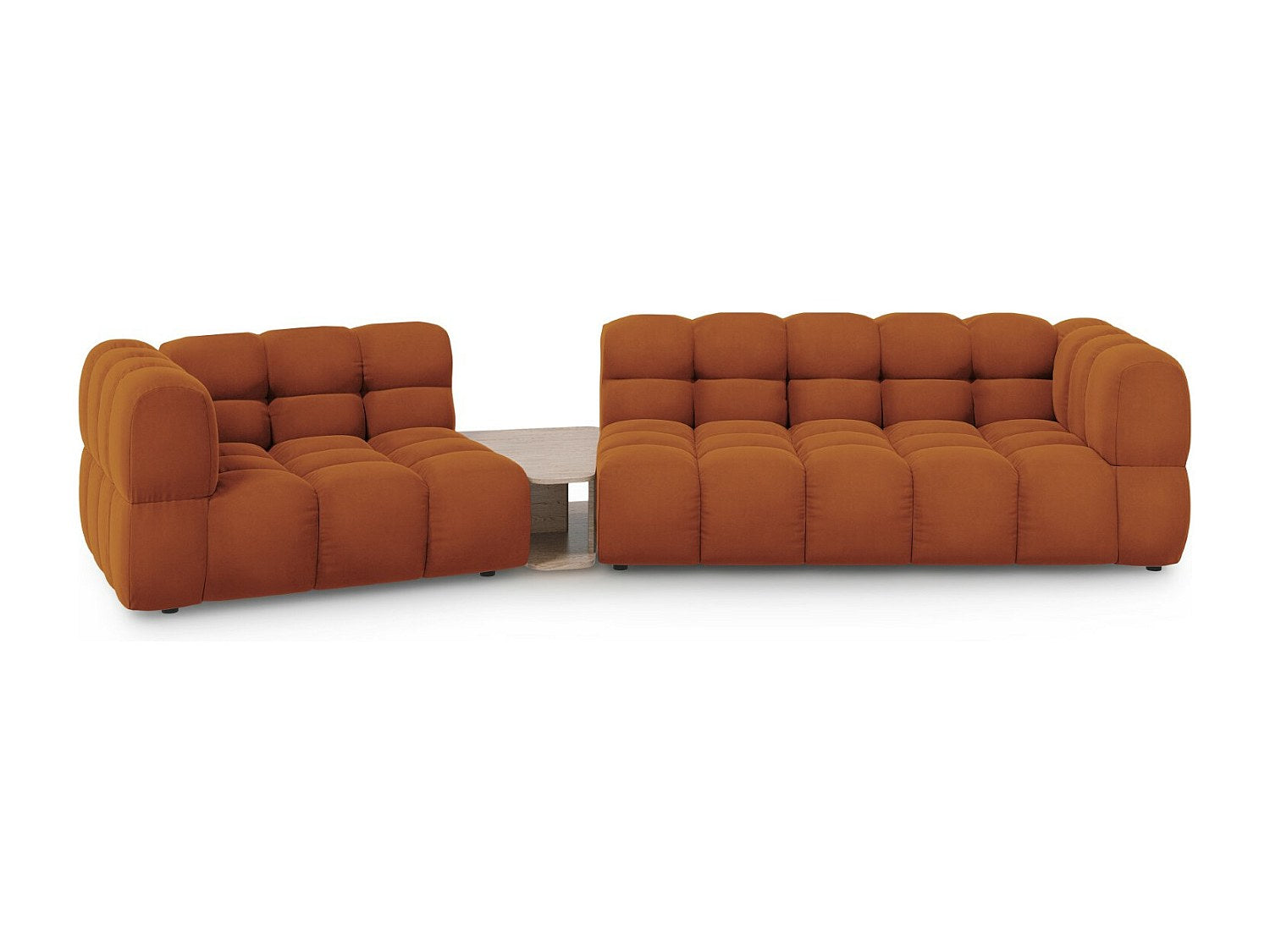 Canapé modulable 3 places orange velours