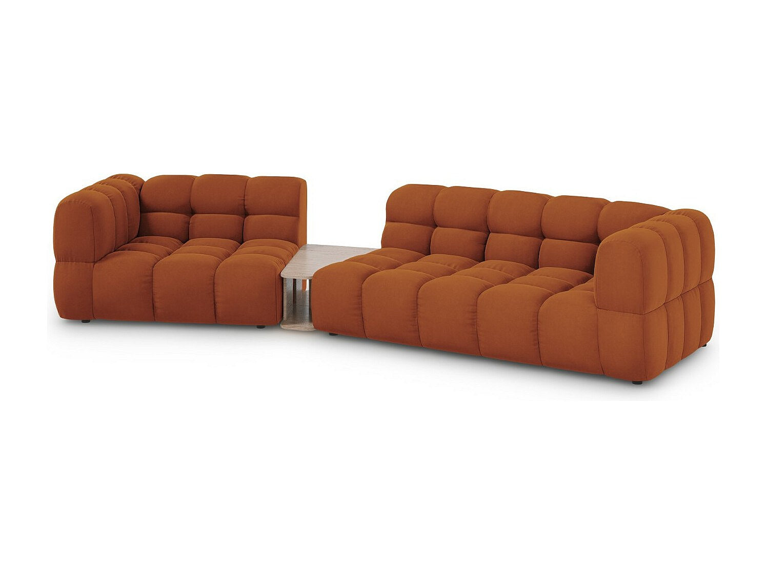 Canapé modulable 3 places orange velours