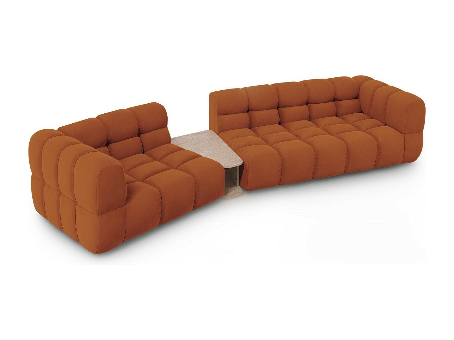 Canapé modulable 3 places orange velours