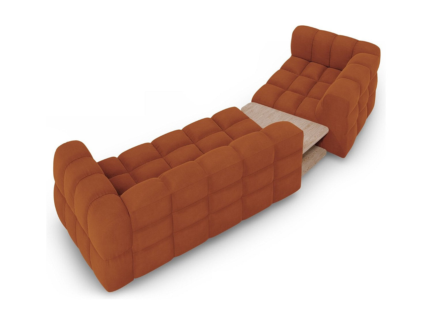 Canapé modulable 3 places orange velours