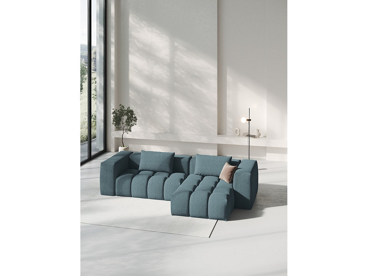 Canapé modulable 3 places bleu tissu