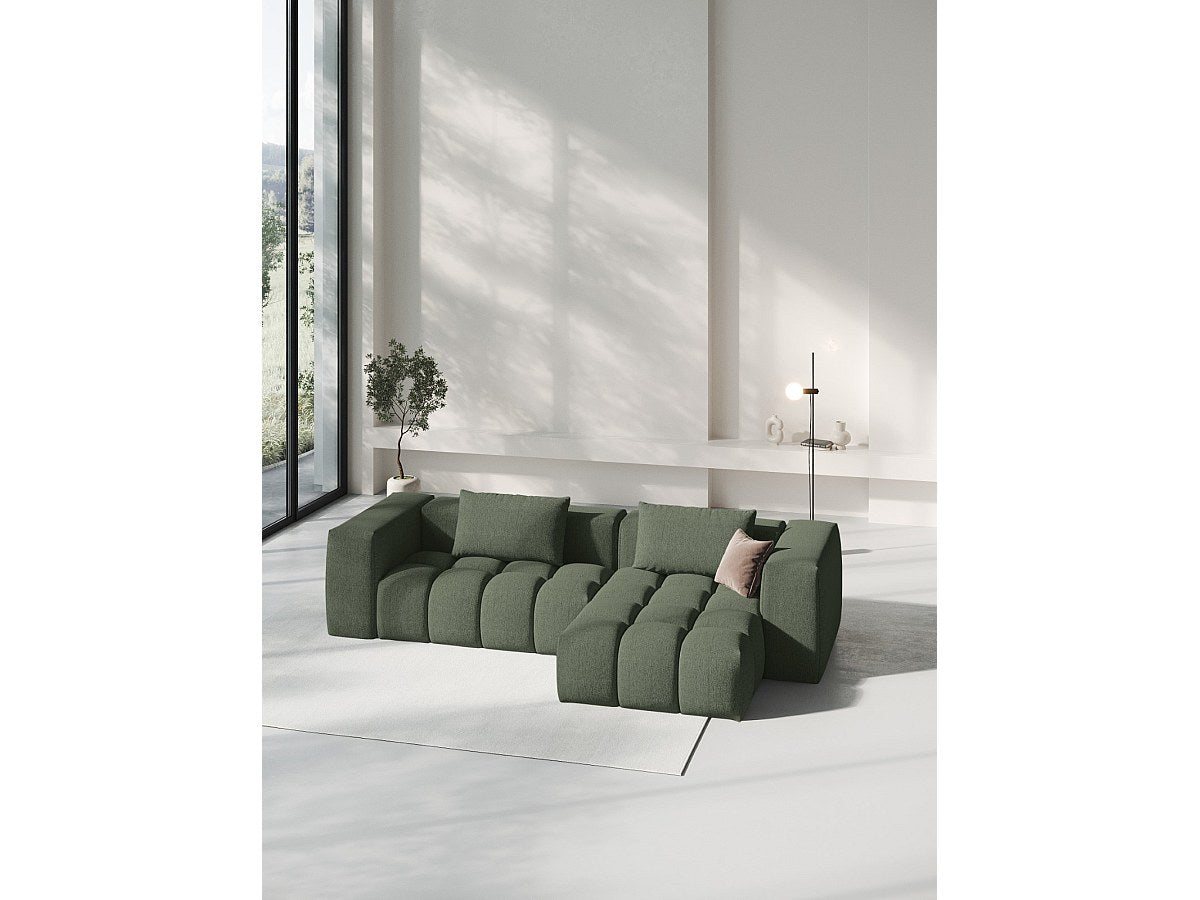 Canapé modulable 3 places vert tissu