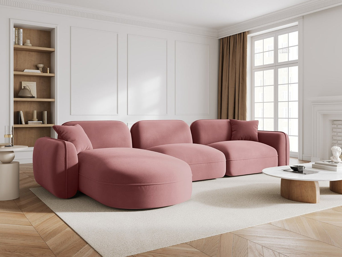 Canapé modulable 4 places rose velours