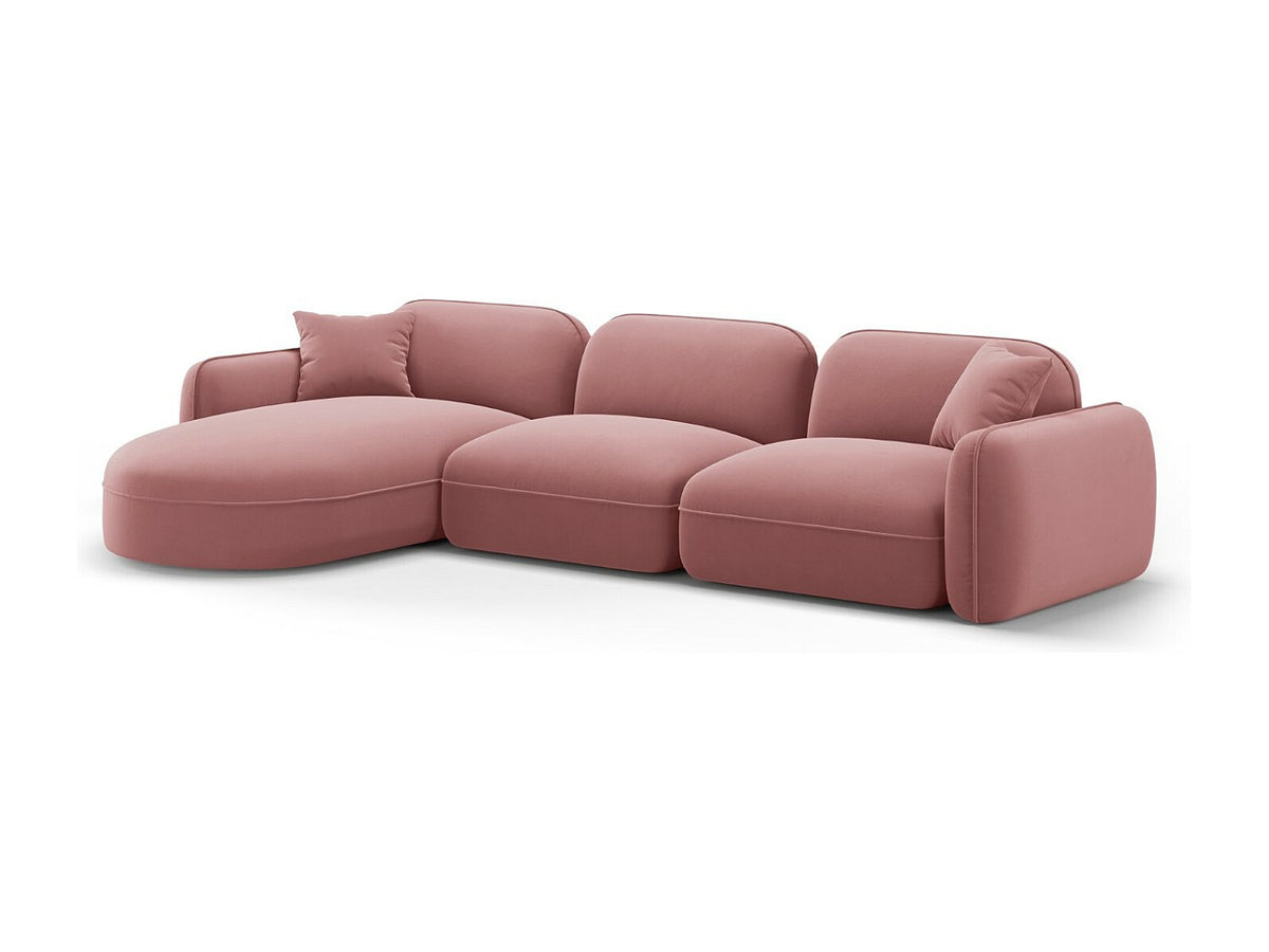 Canapé modulable 4 places rose velours