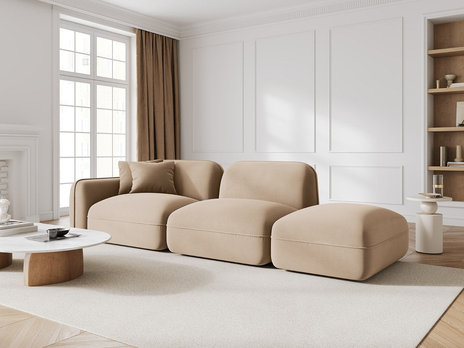 Canapé modulable 3 places marron velours
