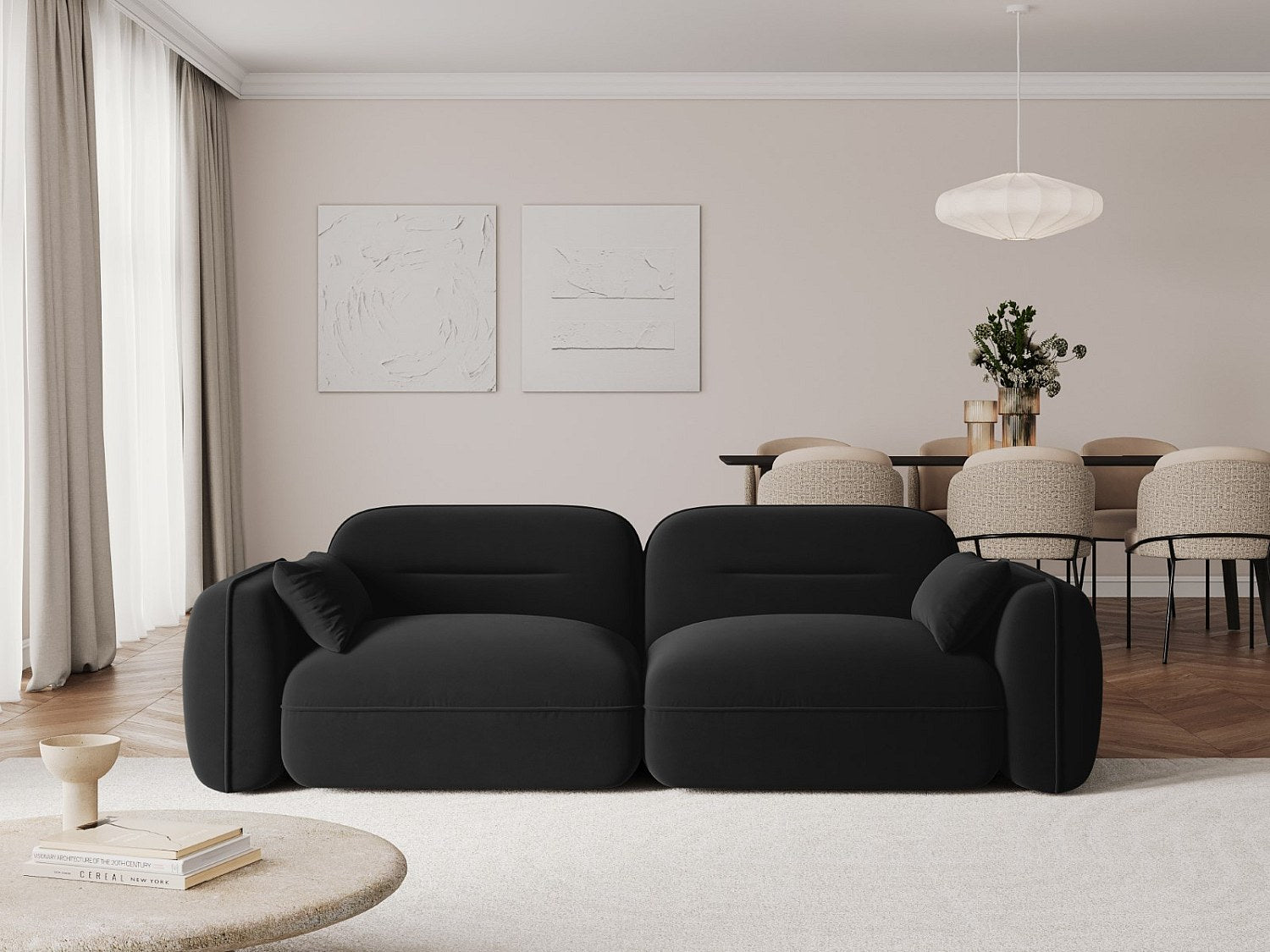 Canapé modulable 3 places noir velours