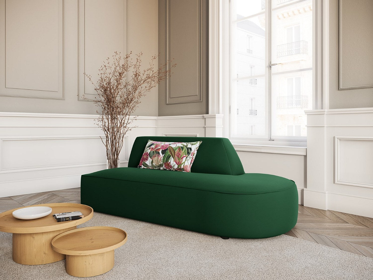 Canapé modulable 2 places vert velours - Charles