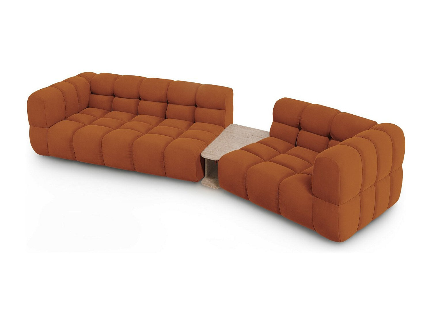 Canapé modulable 3 places orange velours
