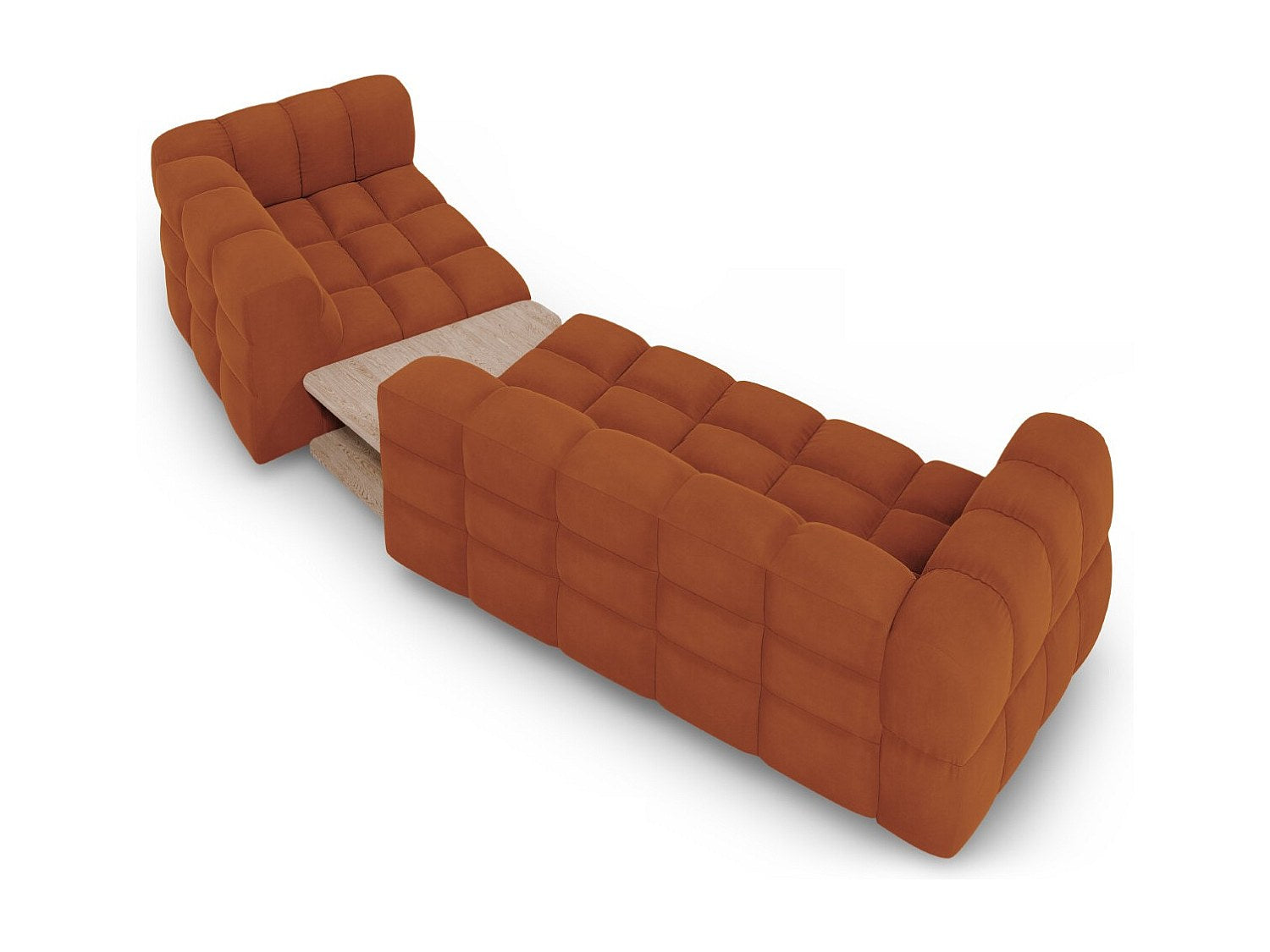 Canapé modulable 3 places orange velours