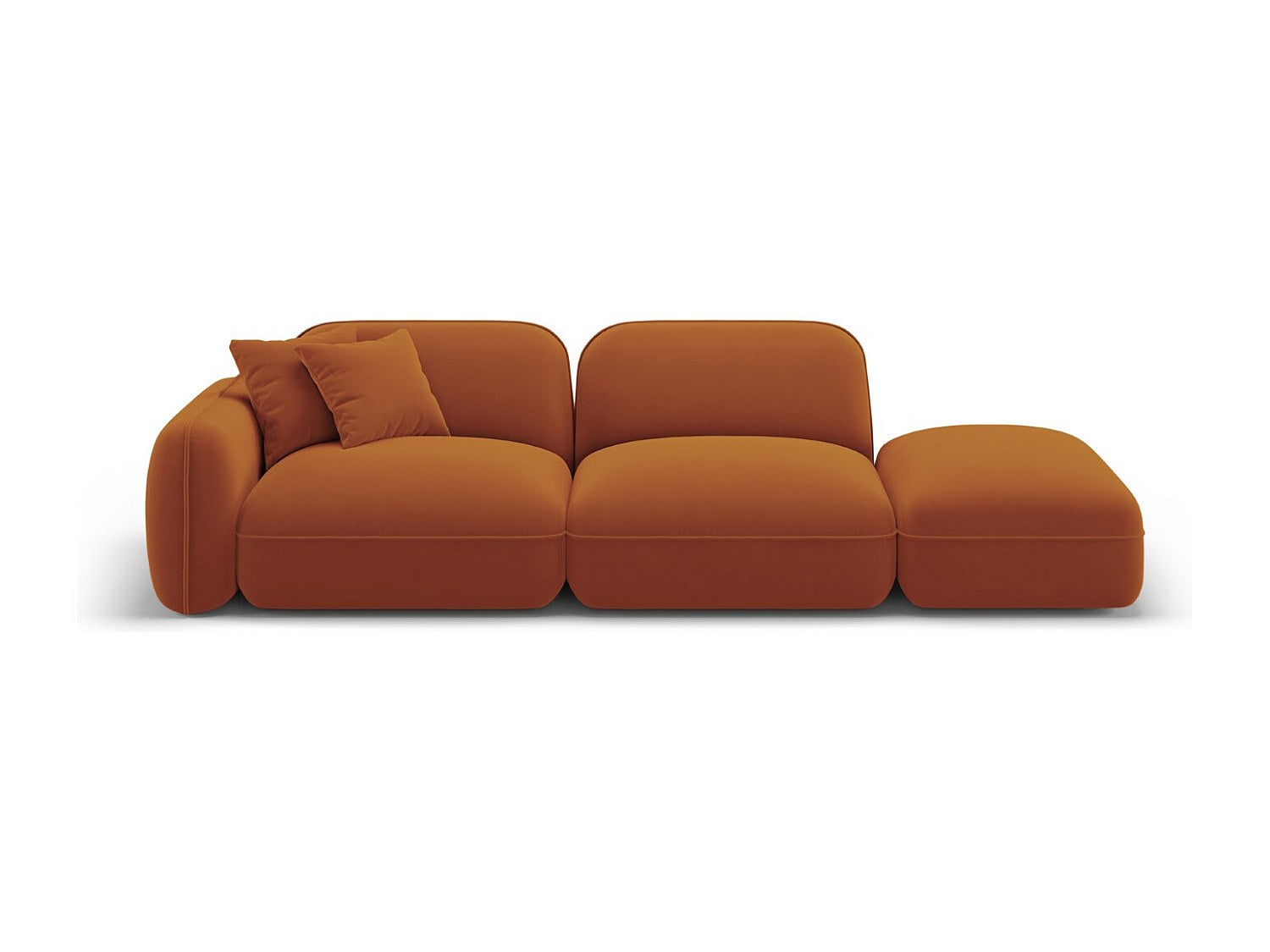 Canapé modulable 3 places orange velours