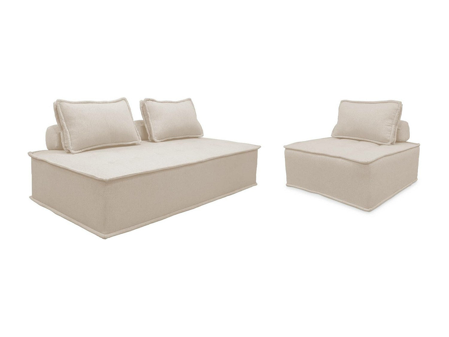 Chauffeuse modulable 3 places beige tissu