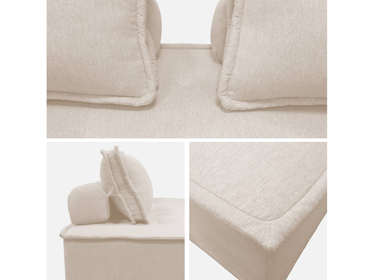 Chauffeuse modulable 3 places beige tissu