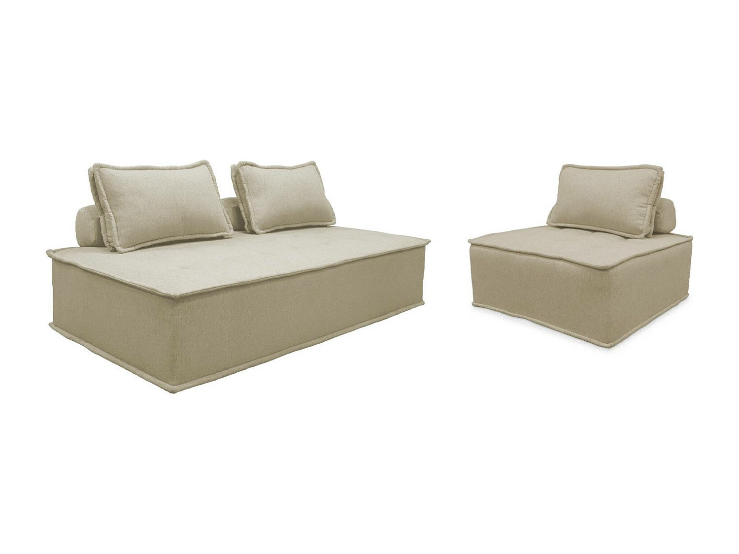 Chauffeuse modulable 3 places beige tissu