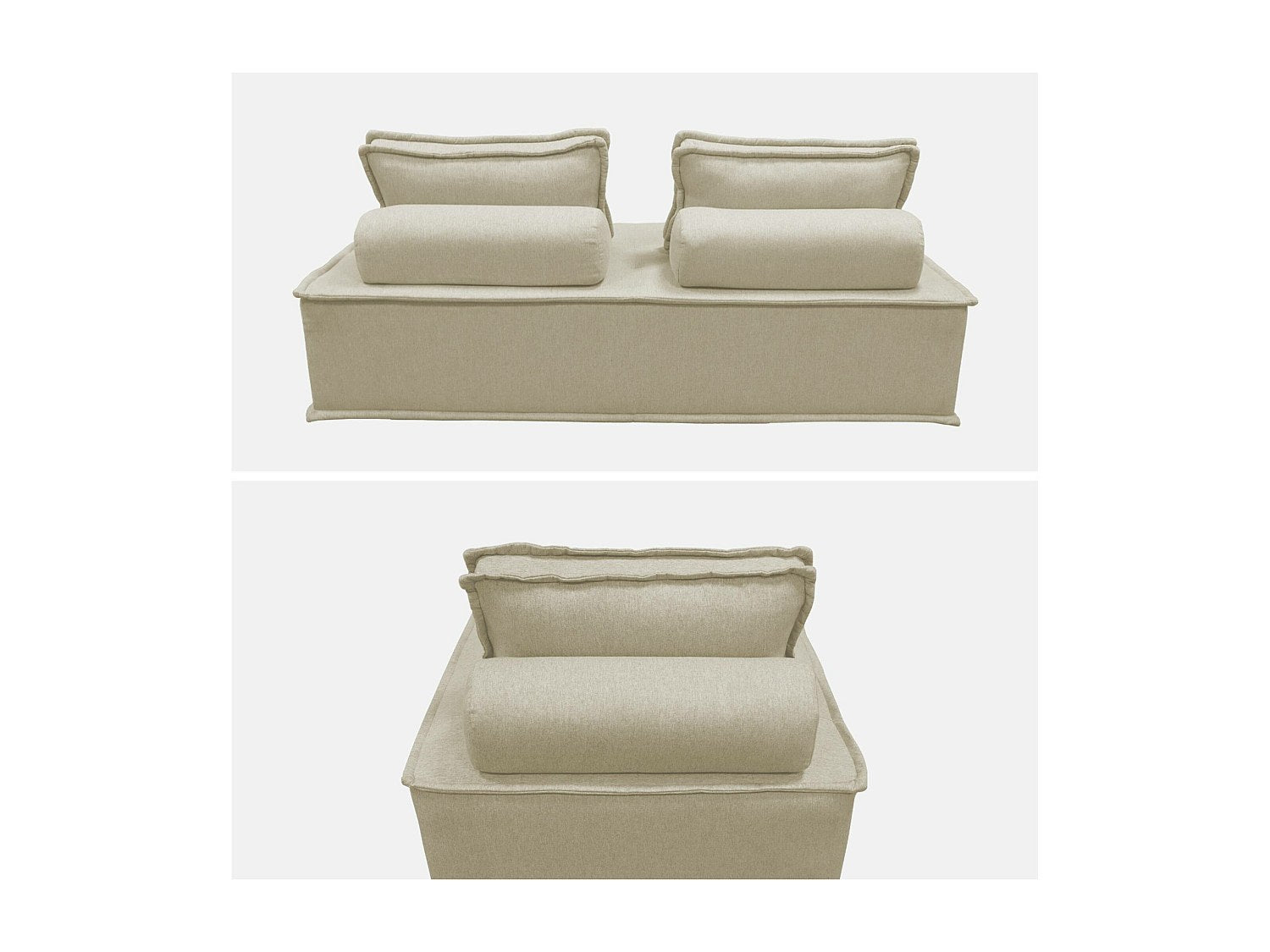 Chauffeuse modulable 3 places beige tissu