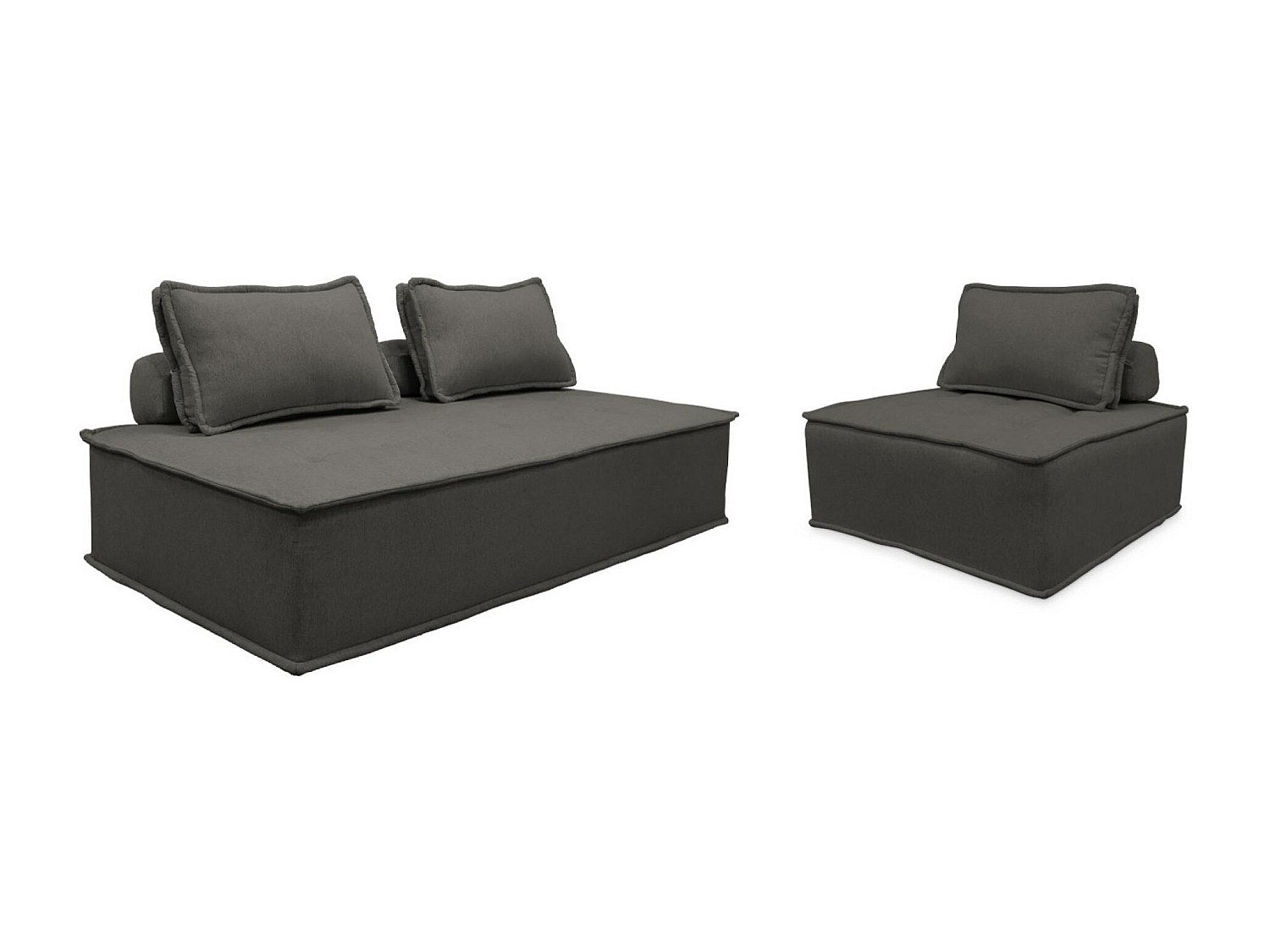 Chauffeuse modulable 3 places gris tissu