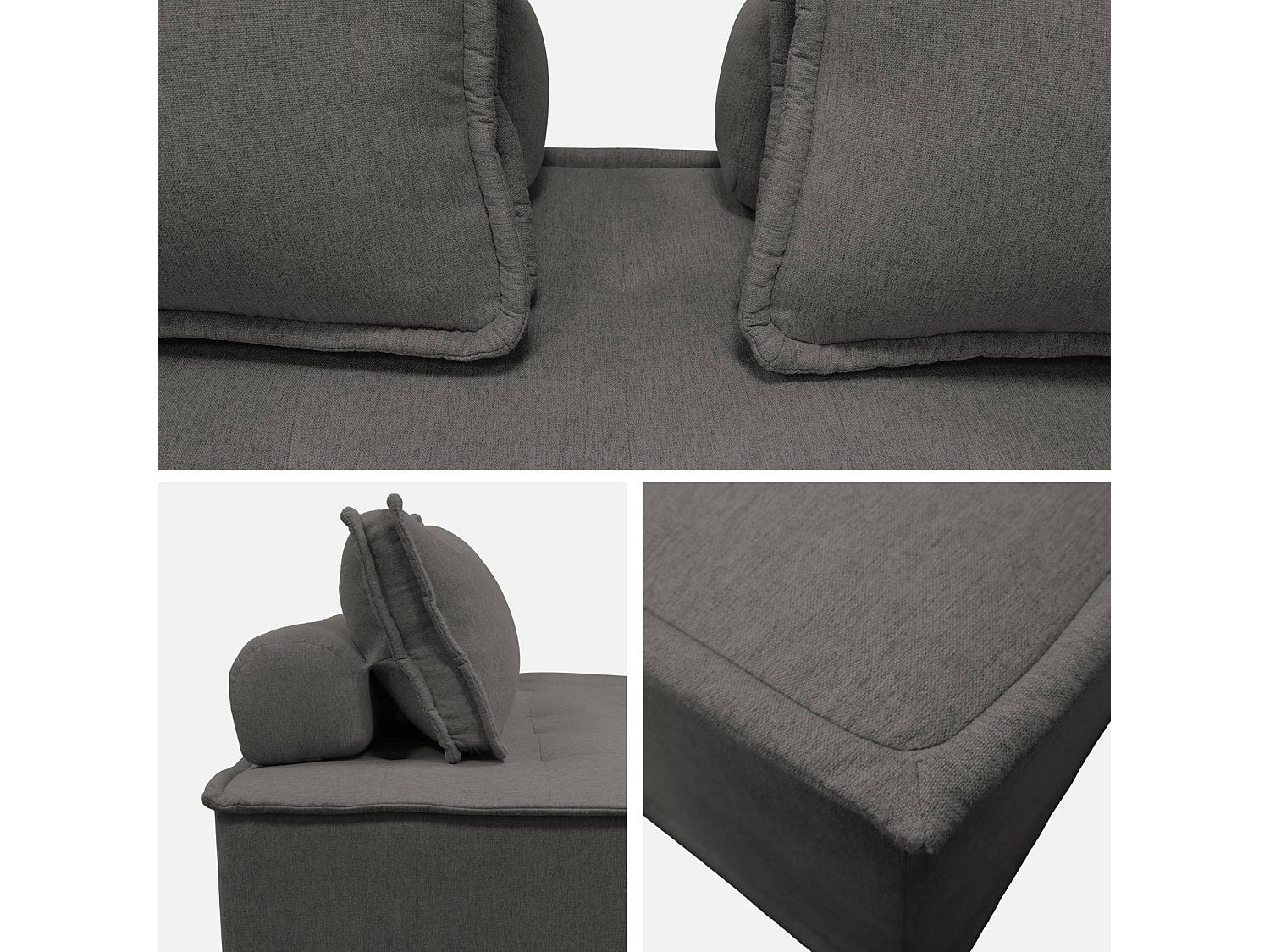 Chauffeuse modulable 3 places gris tissu