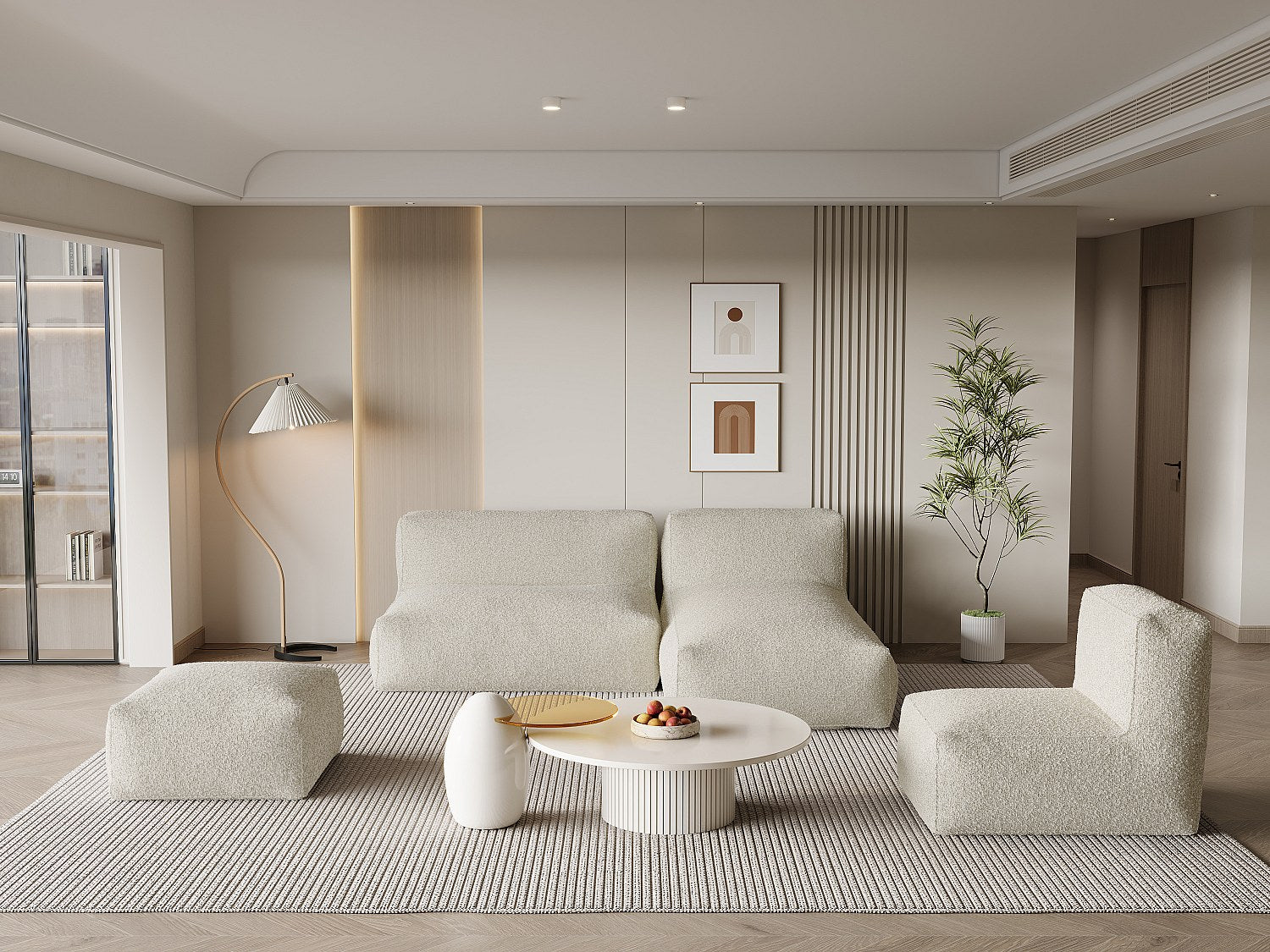 Angle pour canapé modulable blanc tissu
