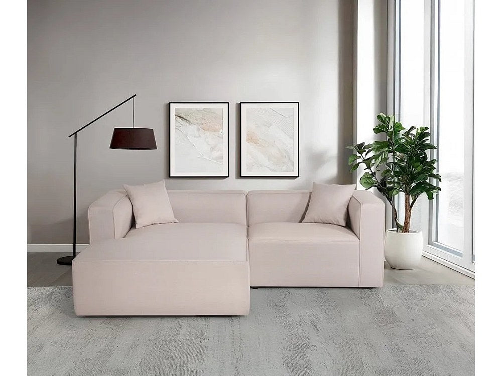 Méridienne pour canapé modulable 3 places beige tissu