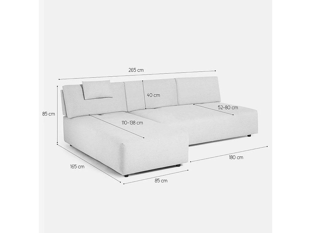 Méridienne pour canapé modulable 3 places beige tissu