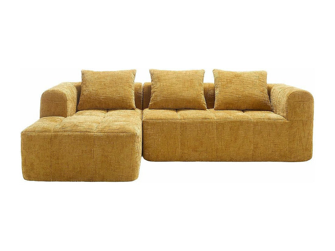 Canapé modulable 3 places jaune tissu