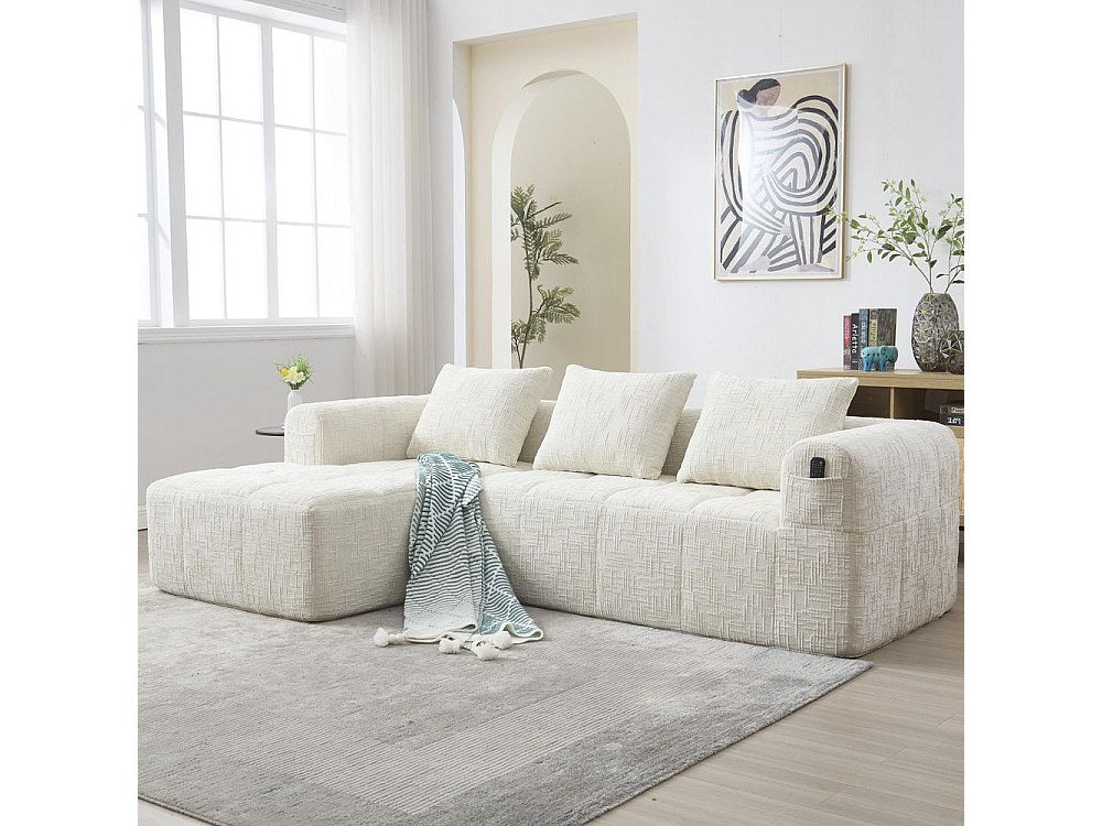 Canapé modulable 3 places beige tissu