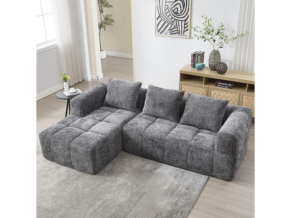 Canapé modulable 3 places gris tissu