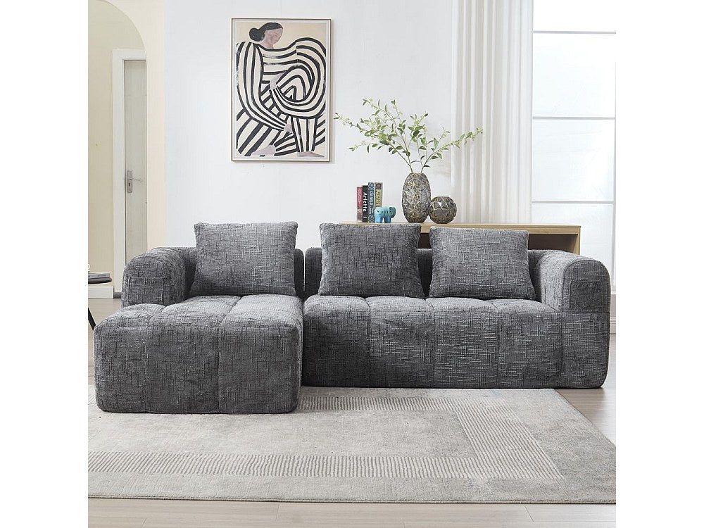 Canapé modulable 3 places gris tissu