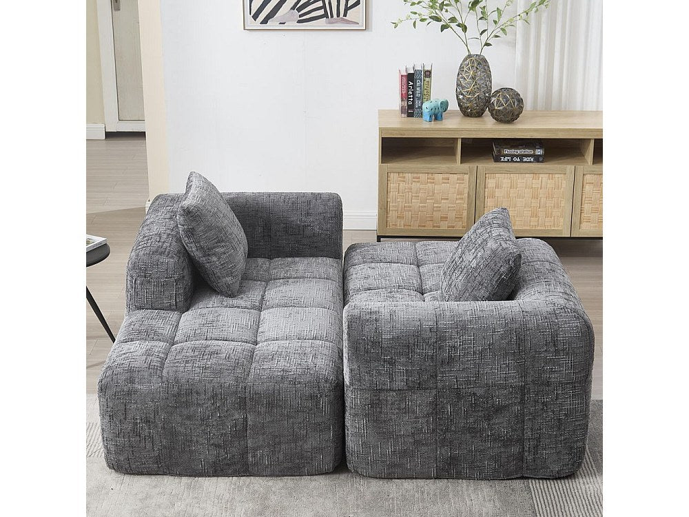 Canapé modulable 3 places gris tissu