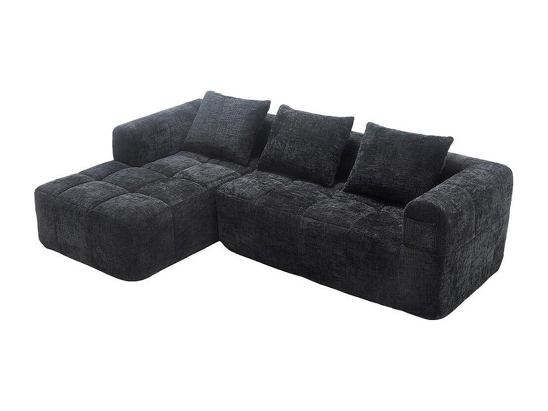 Canapé modulable 3 places noir tissu