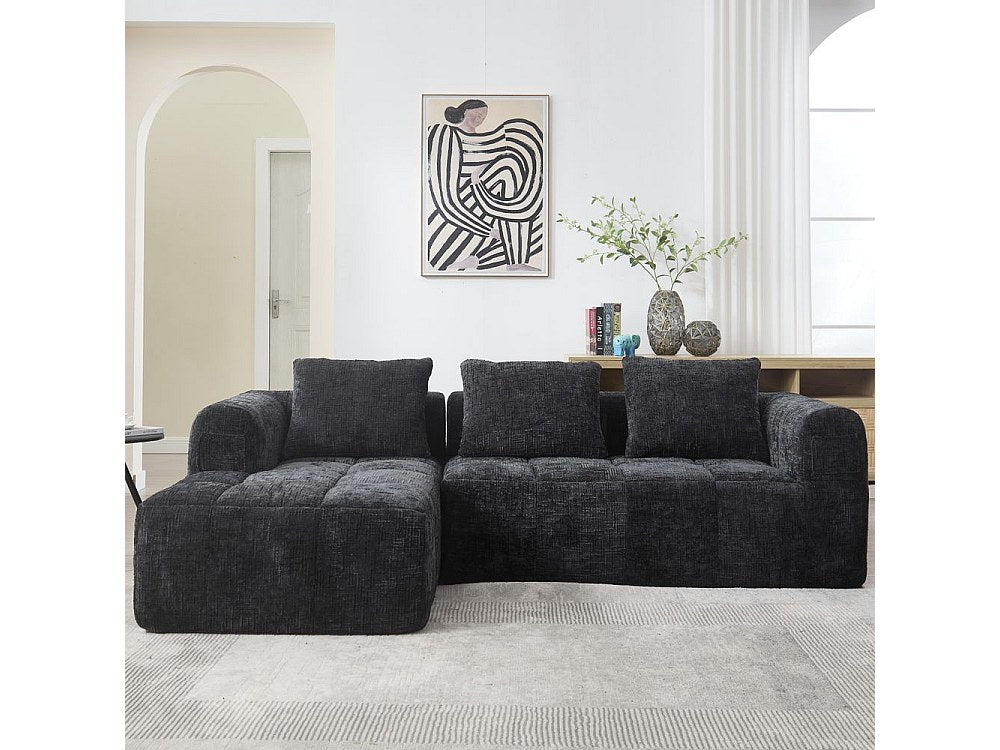 Canapé modulable 3 places noir tissu