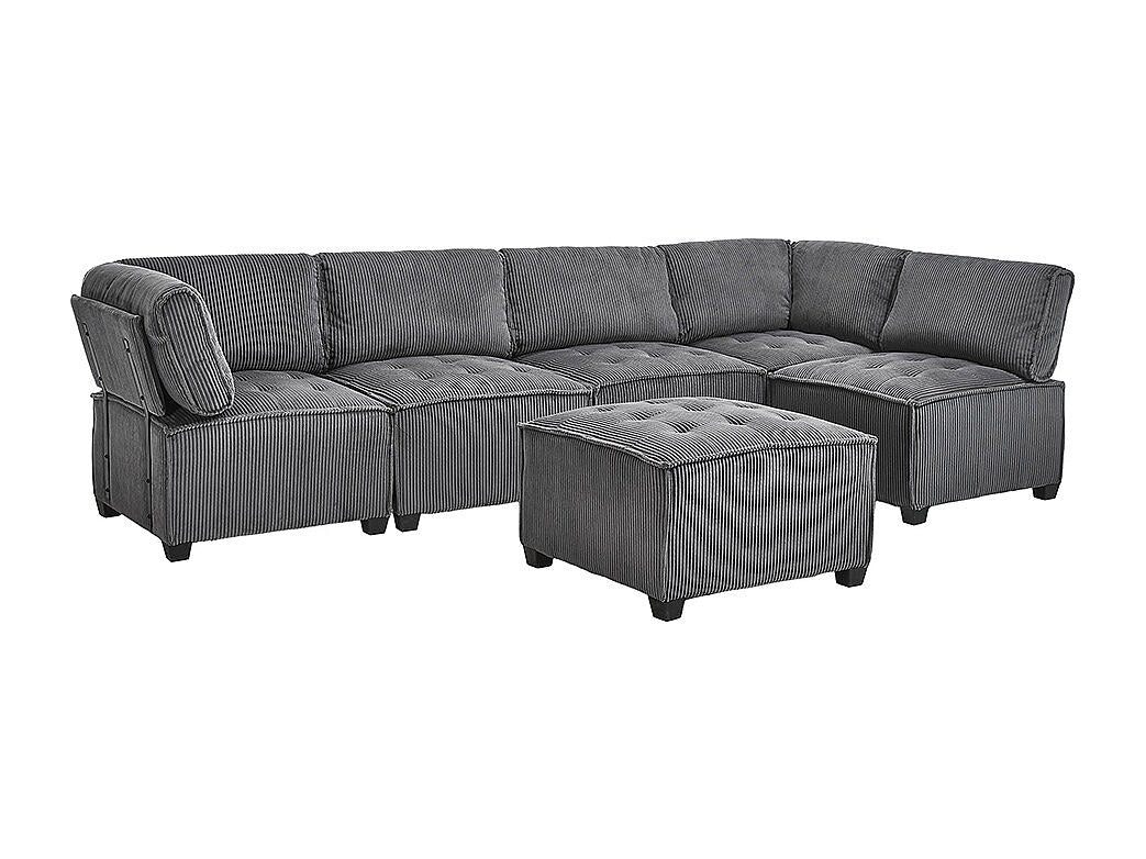 Canapé modulable 6 places gris velours