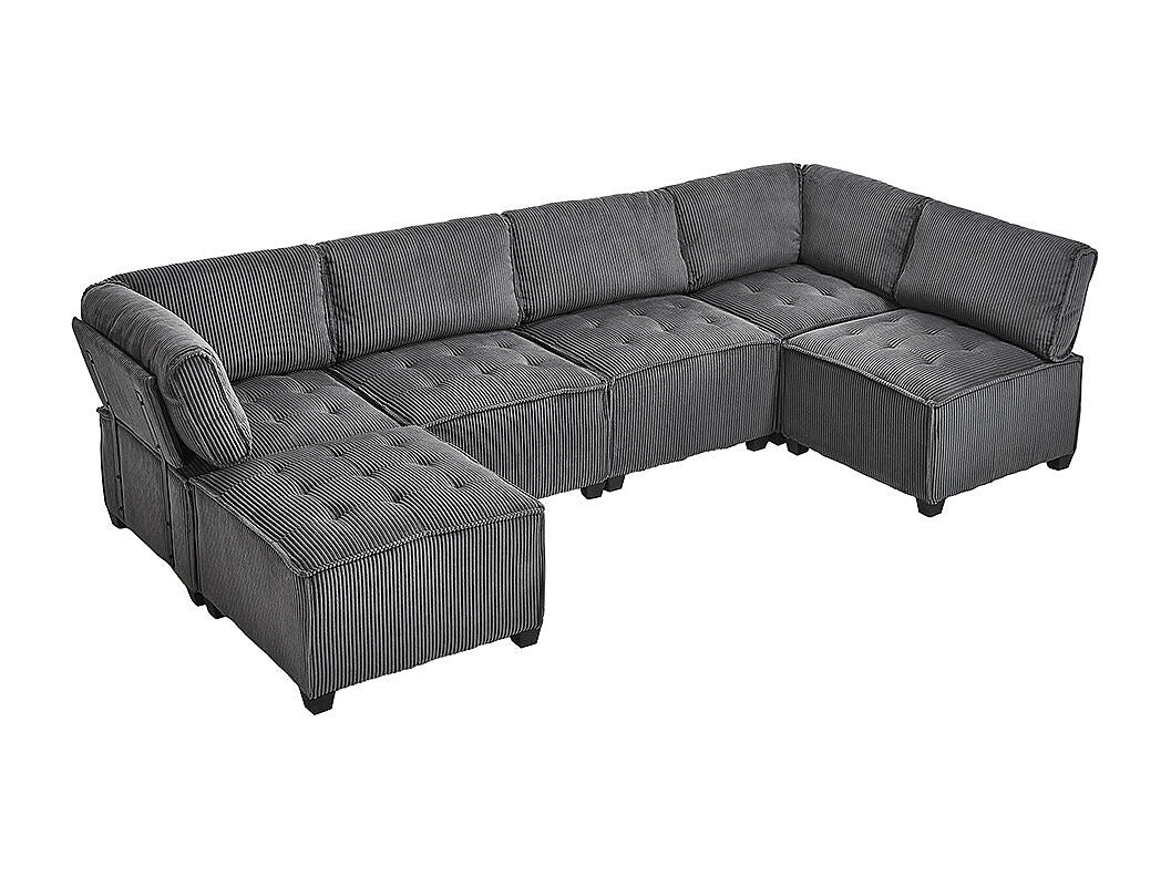 Canapé modulable 6 places gris velours