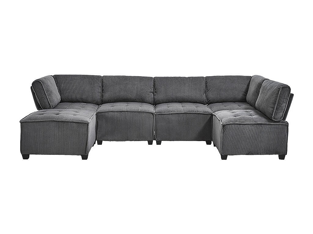 Canapé modulable 6 places gris velours