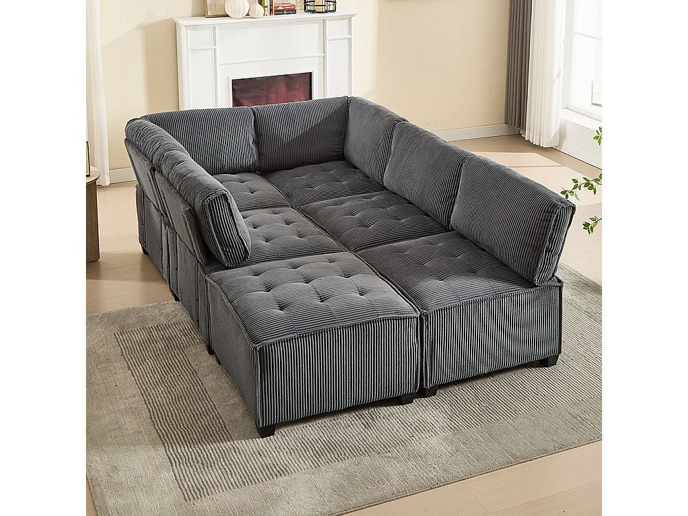 Canapé modulable 6 places gris velours
