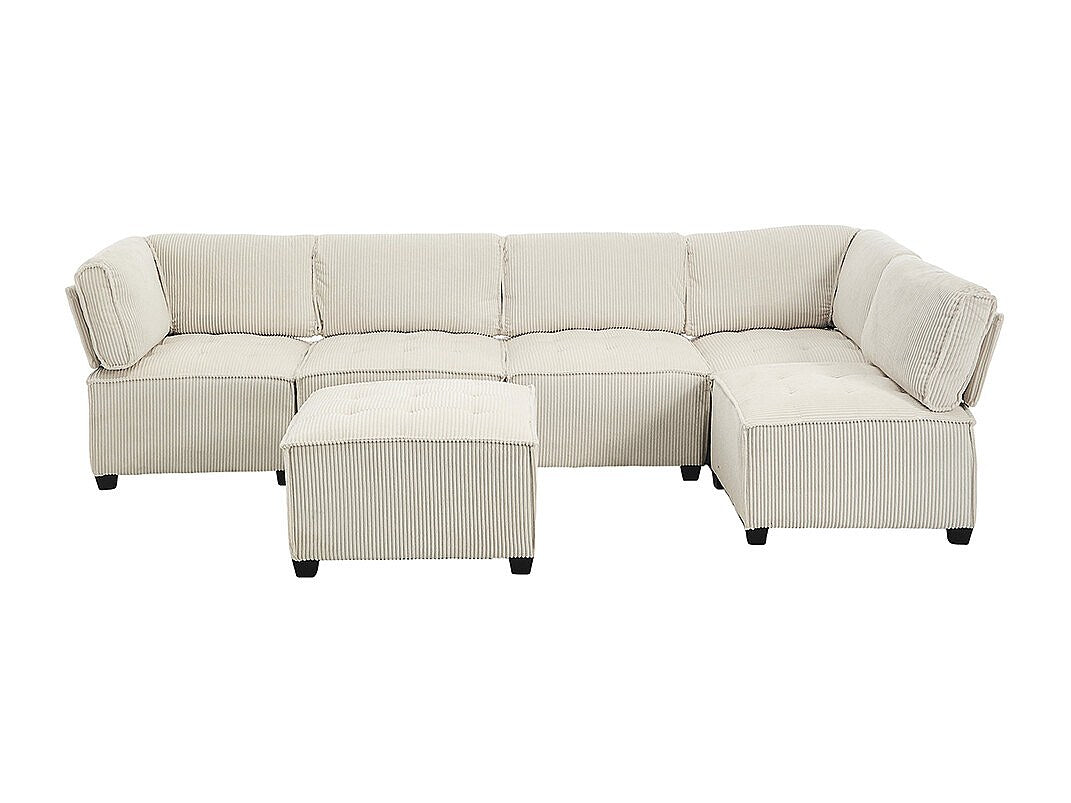 Canapé modulable 6 places beige velours