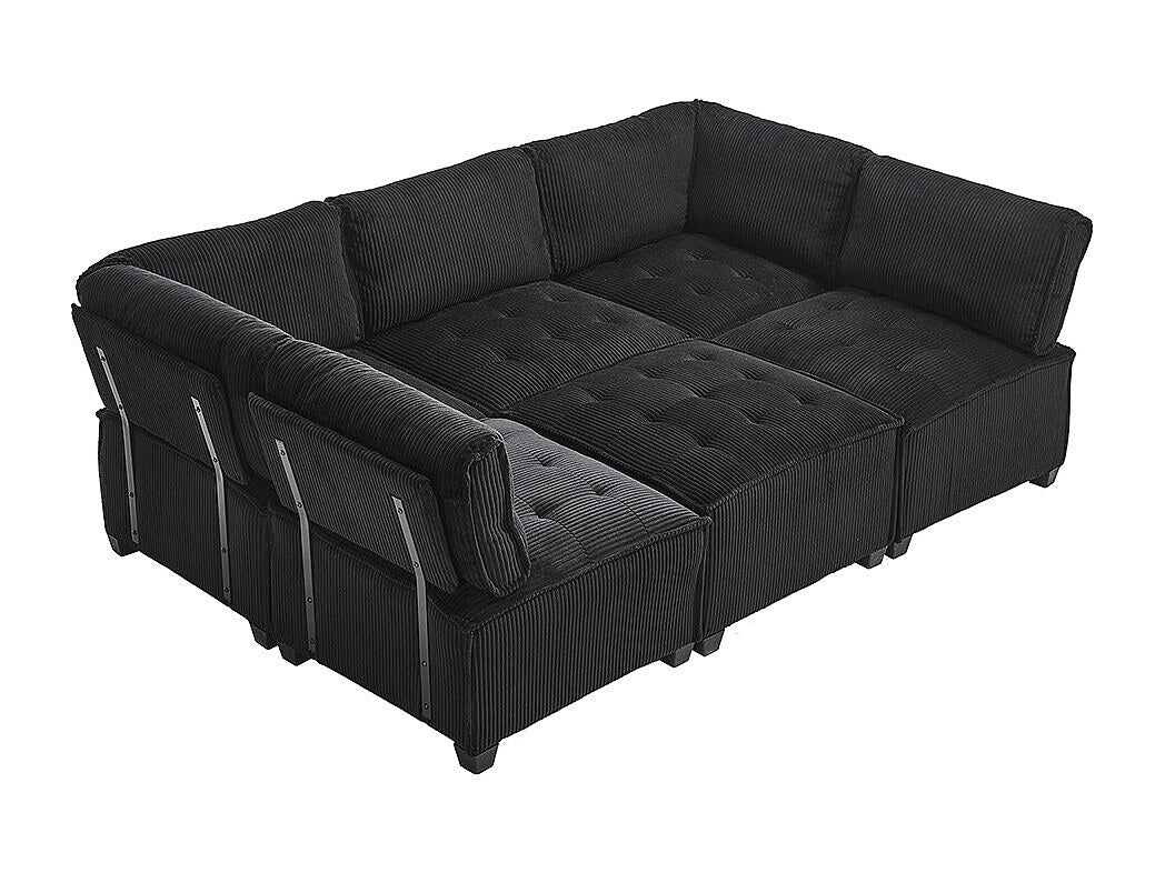 Canapé modulable 6 places noir velours