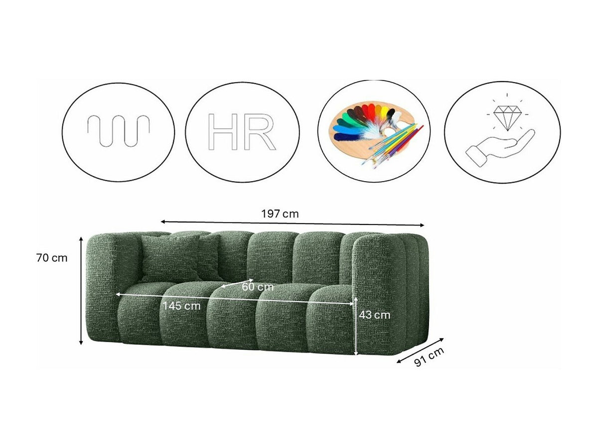 Canapé modulable vert tissu