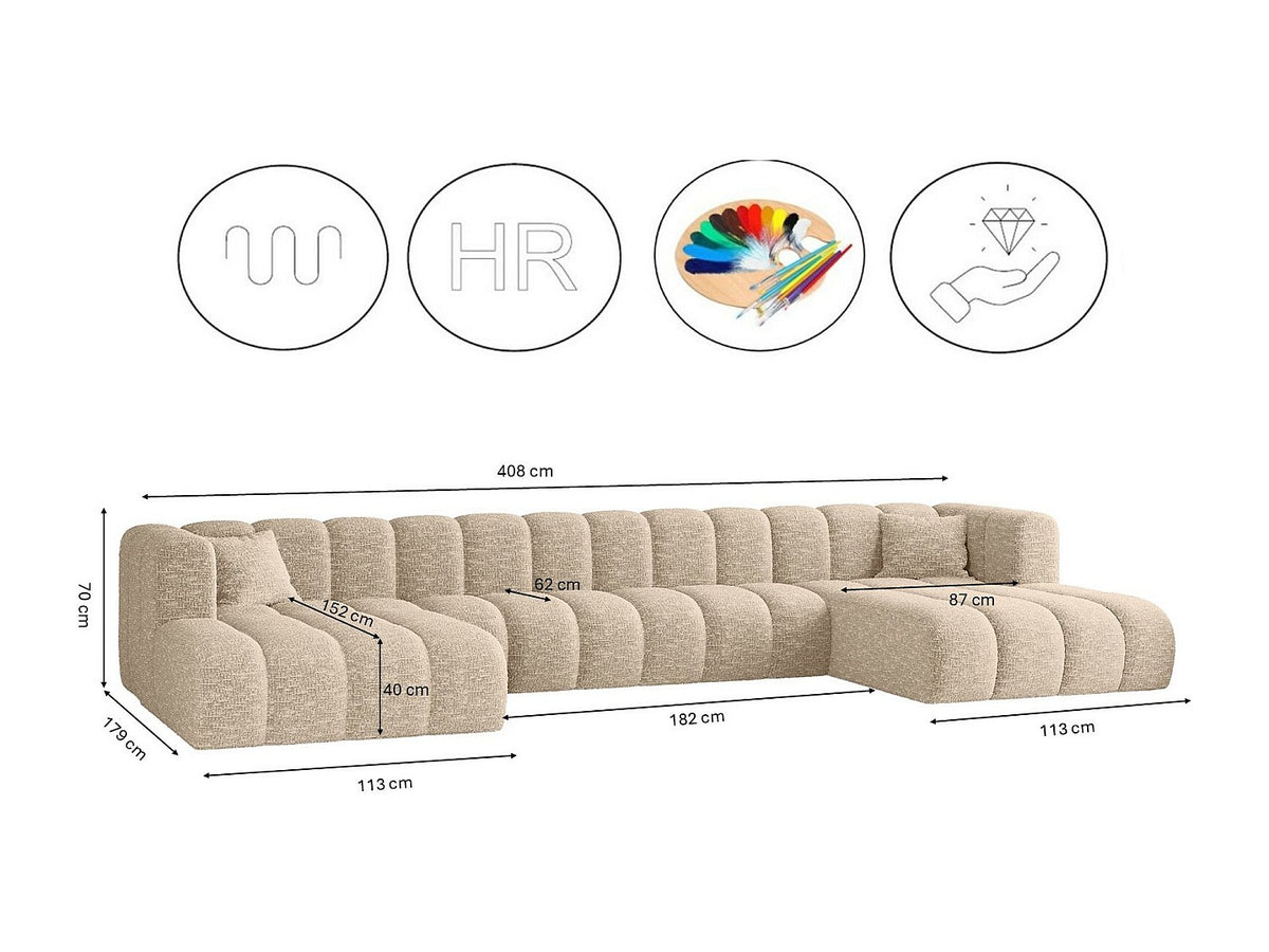 Canapé modulable beige tissu