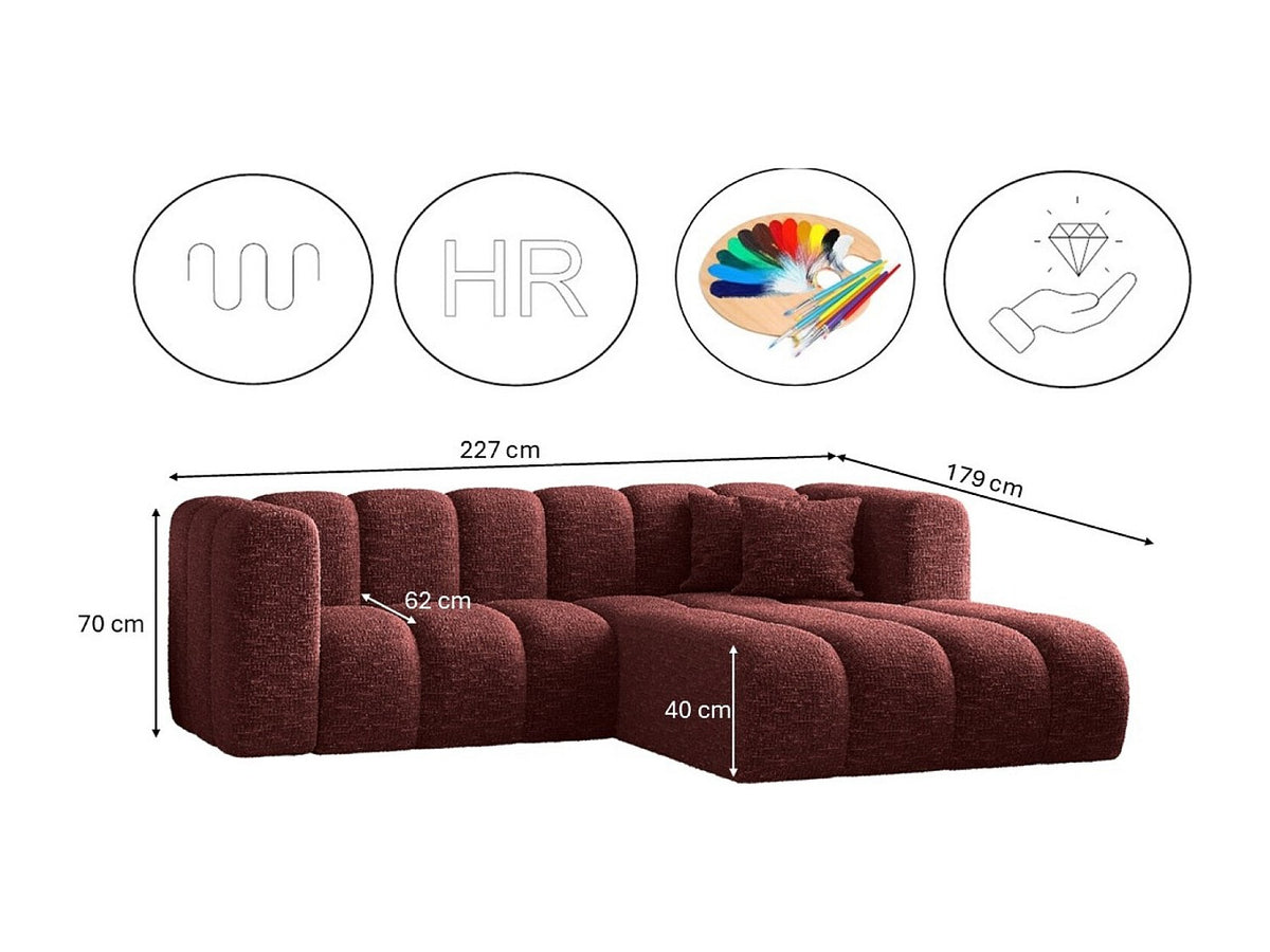 Canapé modulable rouge tissu
