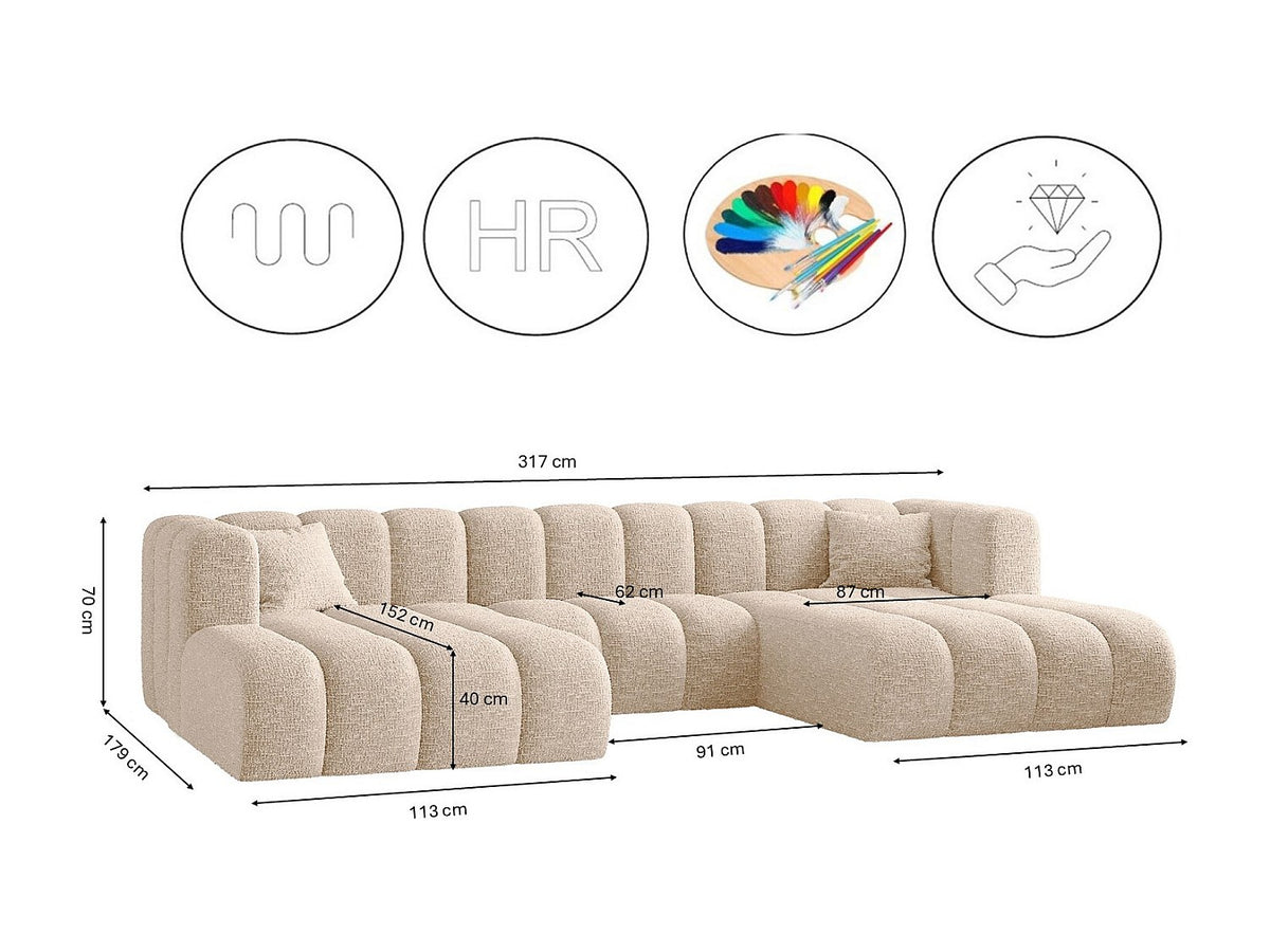Canapé modulable beige tissu