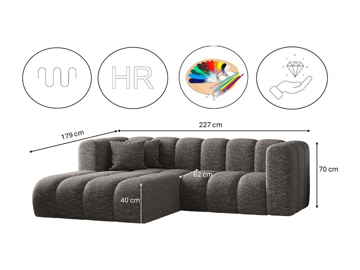 Canapé modulable gris tissu