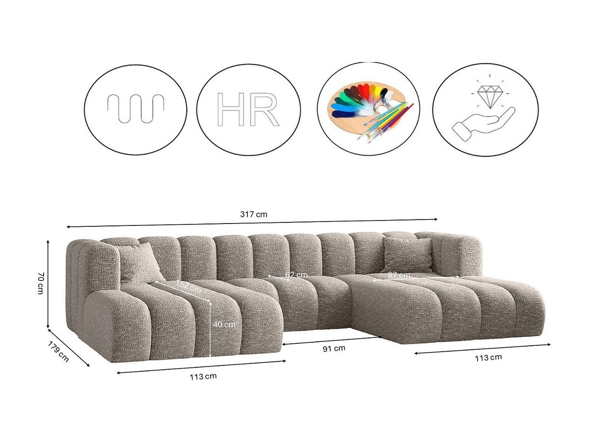 Canapé modulable gris tissu