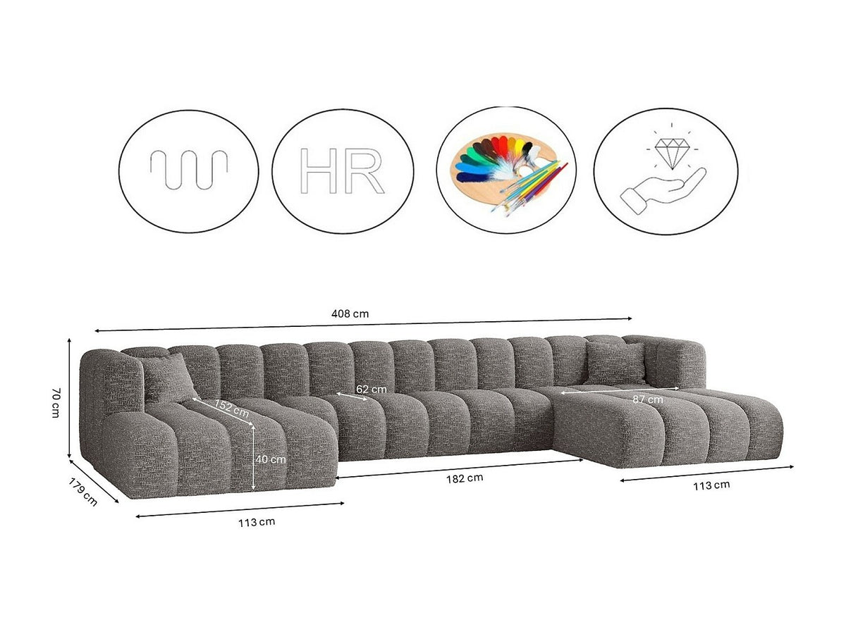Canapé modulable gris tissu